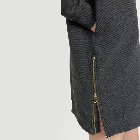 Varley Albret Sweatshirt Dress Ottoman Fabric in Dark Charcoal Gray Marl, size S - Picture 4 of 14